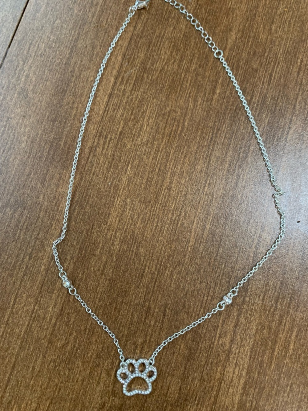 Silver Paw Print Pendant Necklace - Women Jewelry